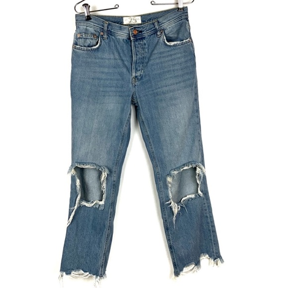 Free People We The Free Maggie Straight Jean Light Stone Wash - Picture 6 of 15